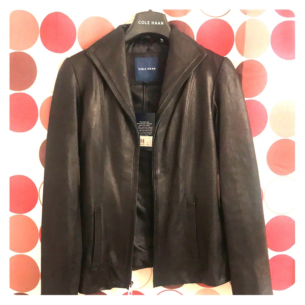 Cole Haan black leather jacket